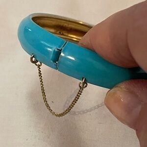 Elegant Blue and Gold Bangle Bracelet